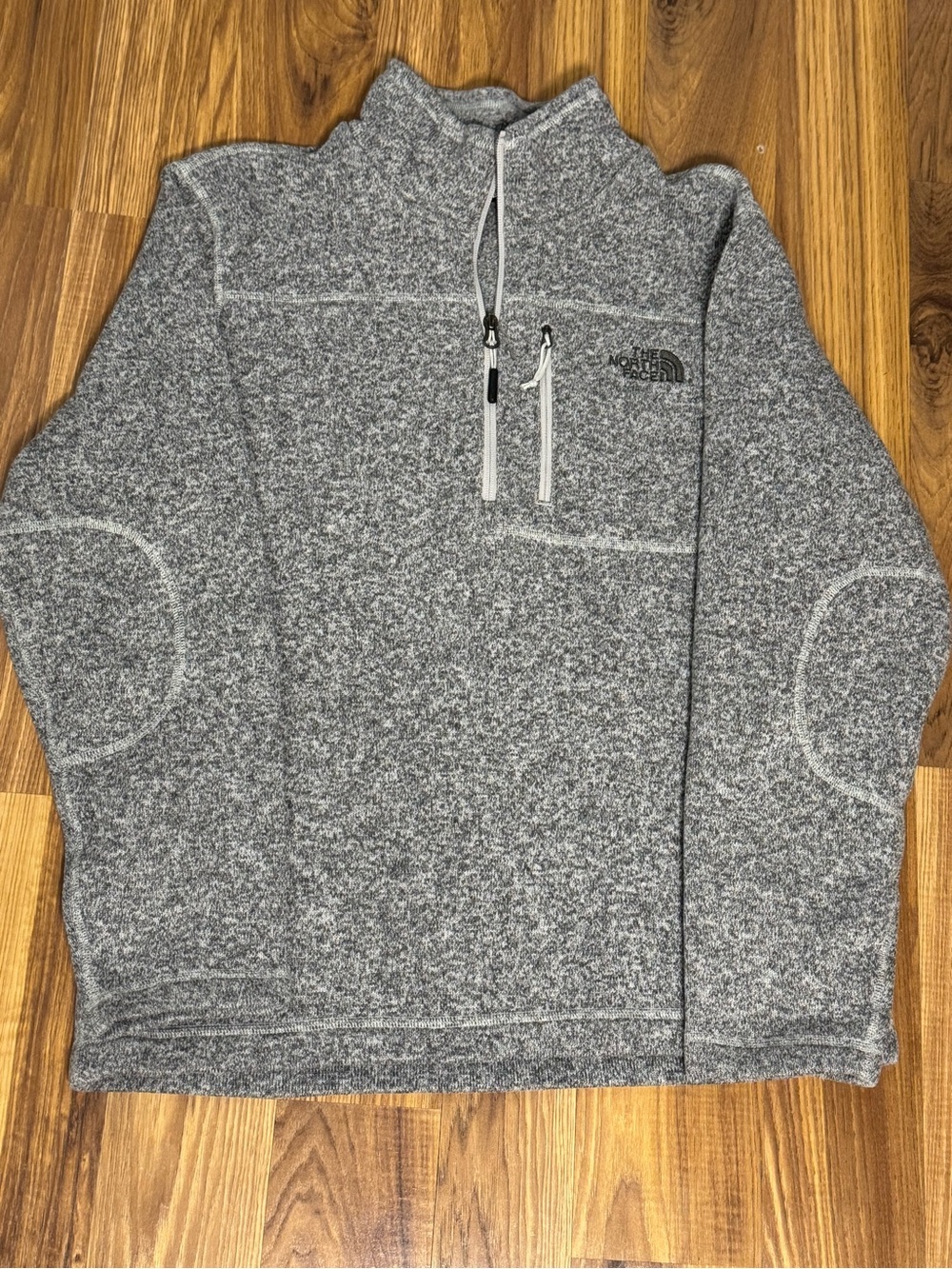 The North Face Men's Gray Quarter-Zip Fleece Pullover, Size Medium